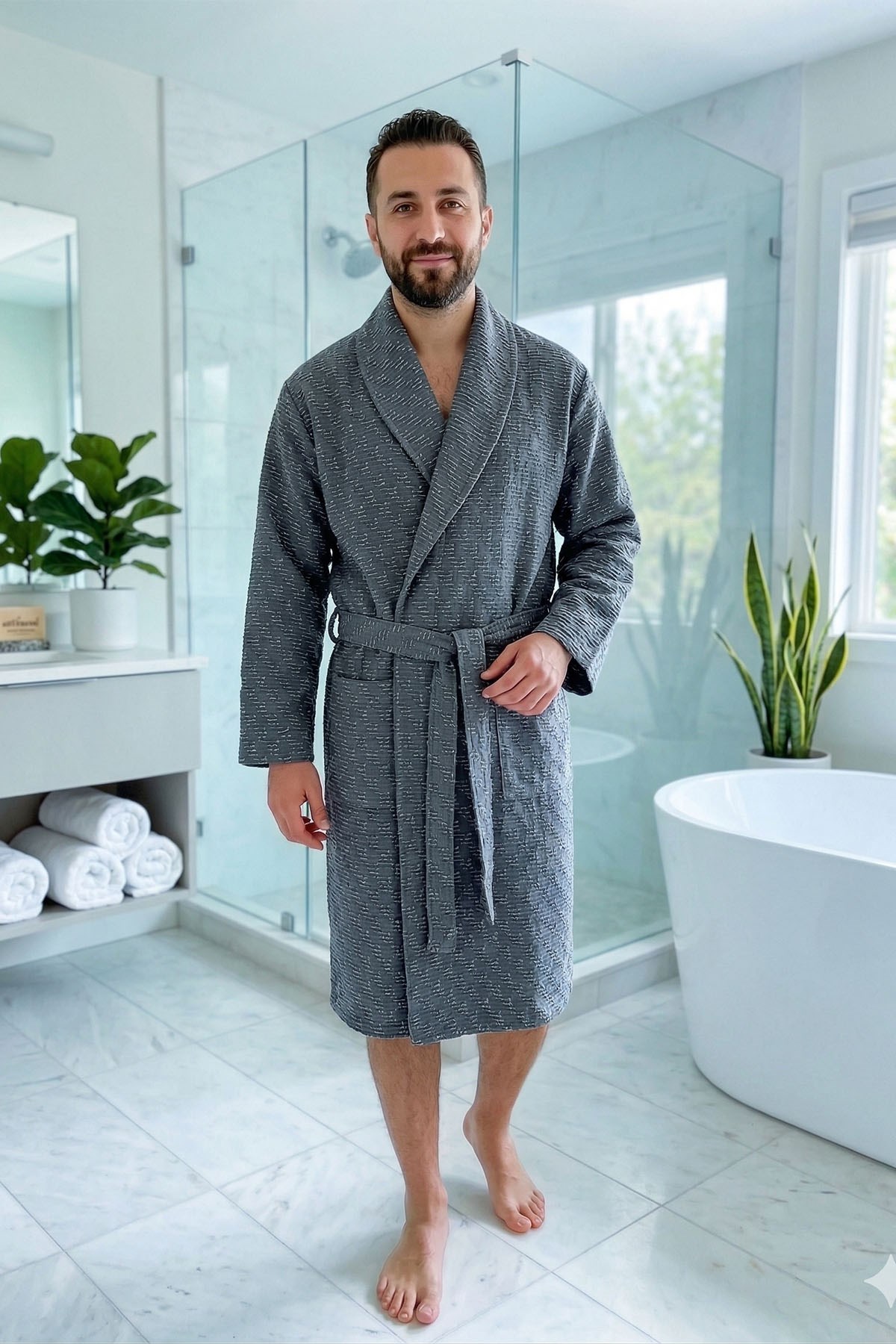 Özdilek Kadın/Erkek Unisex Bornoz - GRİ