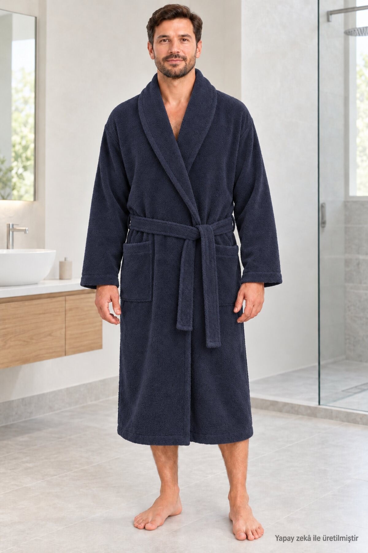 Özdilek Kadın/Erkek Unisex Pamuklu Bornoz XL - LACİVERT