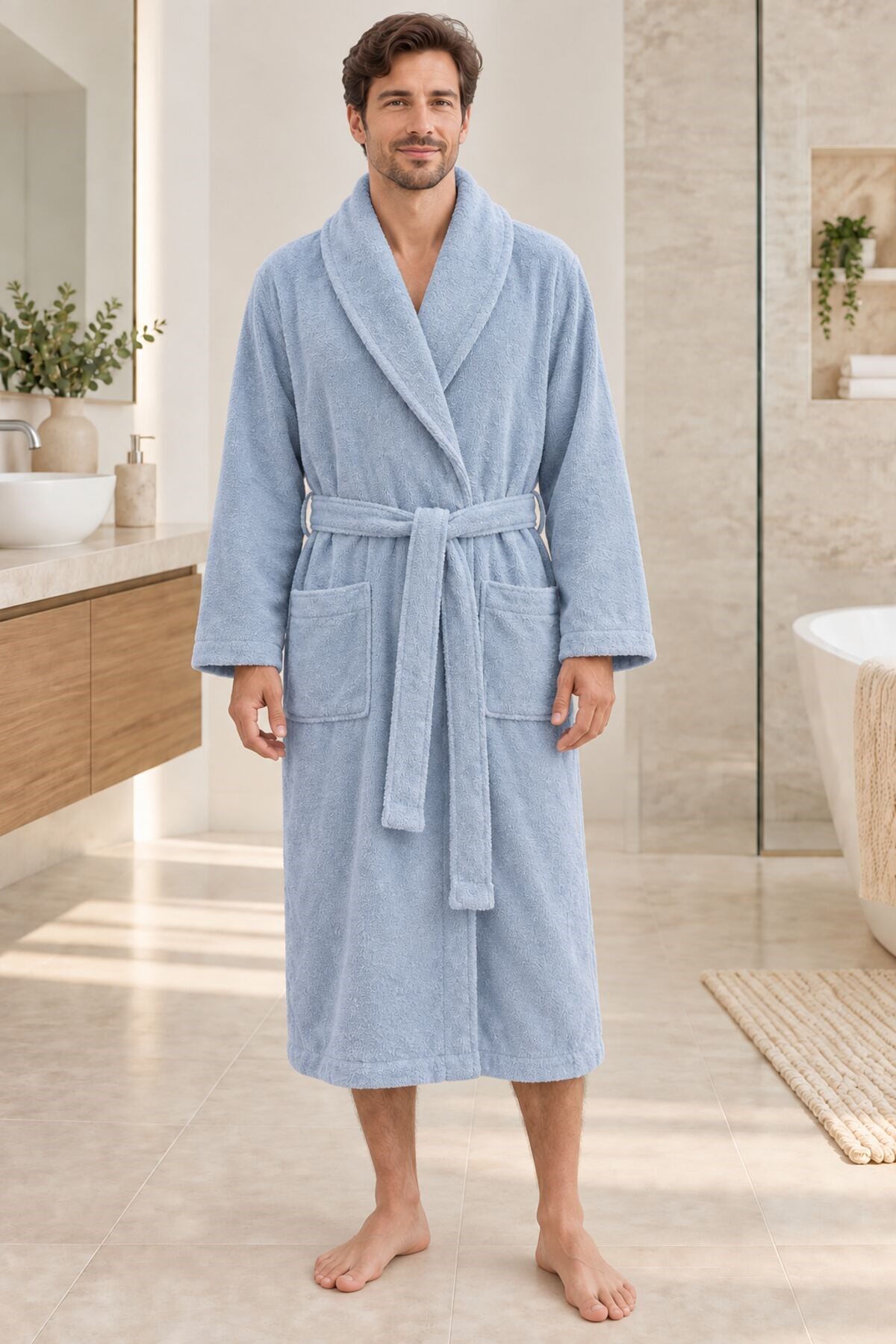Özdilek Kadın/Erkek Unisex Pamuklu Bornoz XL - MAVİ