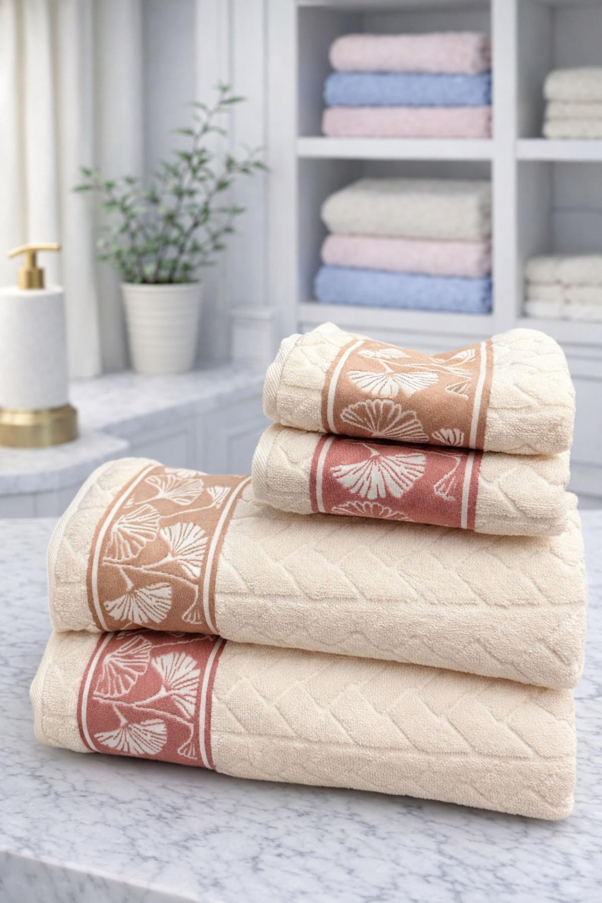 Özdilek Loseta Best Set (Hamam Takımı) Bej-Pembe