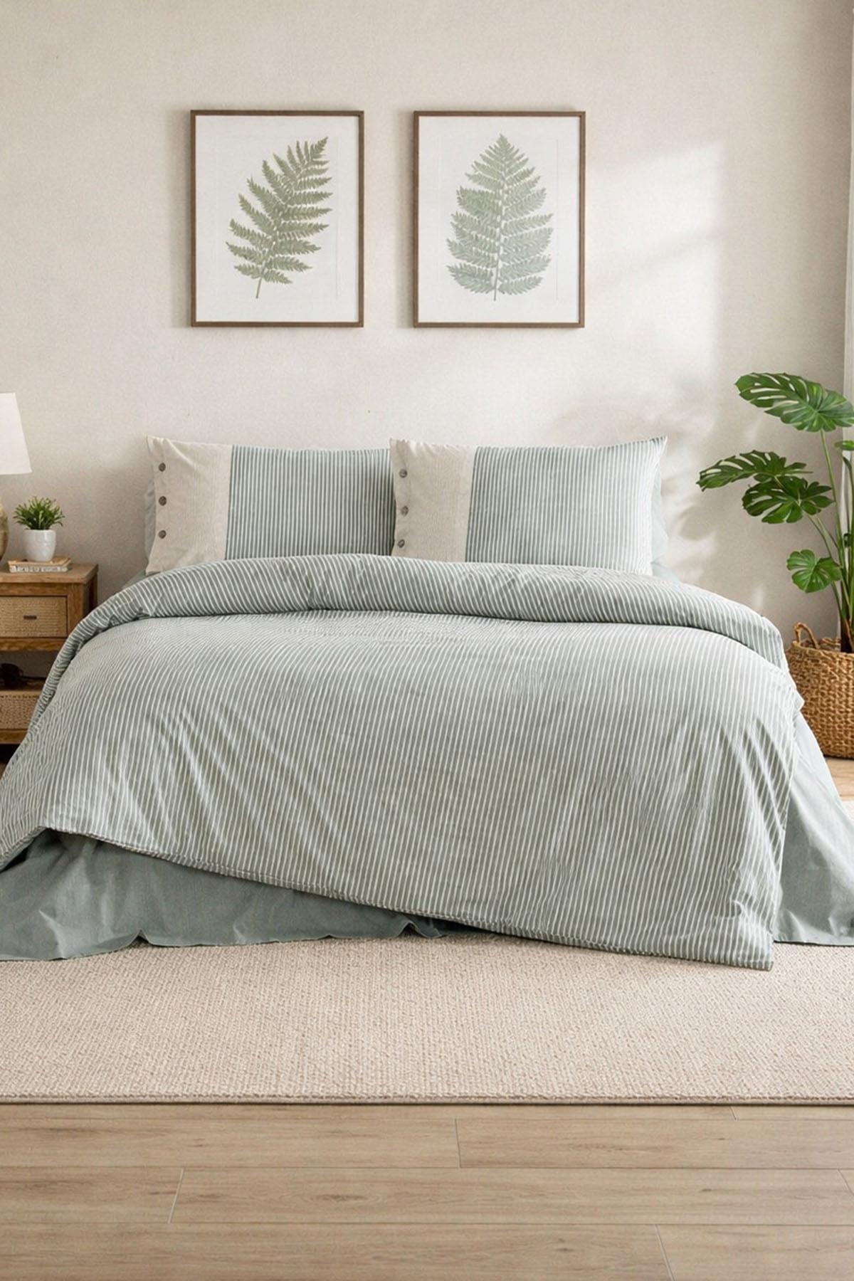 Özdilek Natural Line Nevresim Takımı Çift Kişilik - YEŞİL