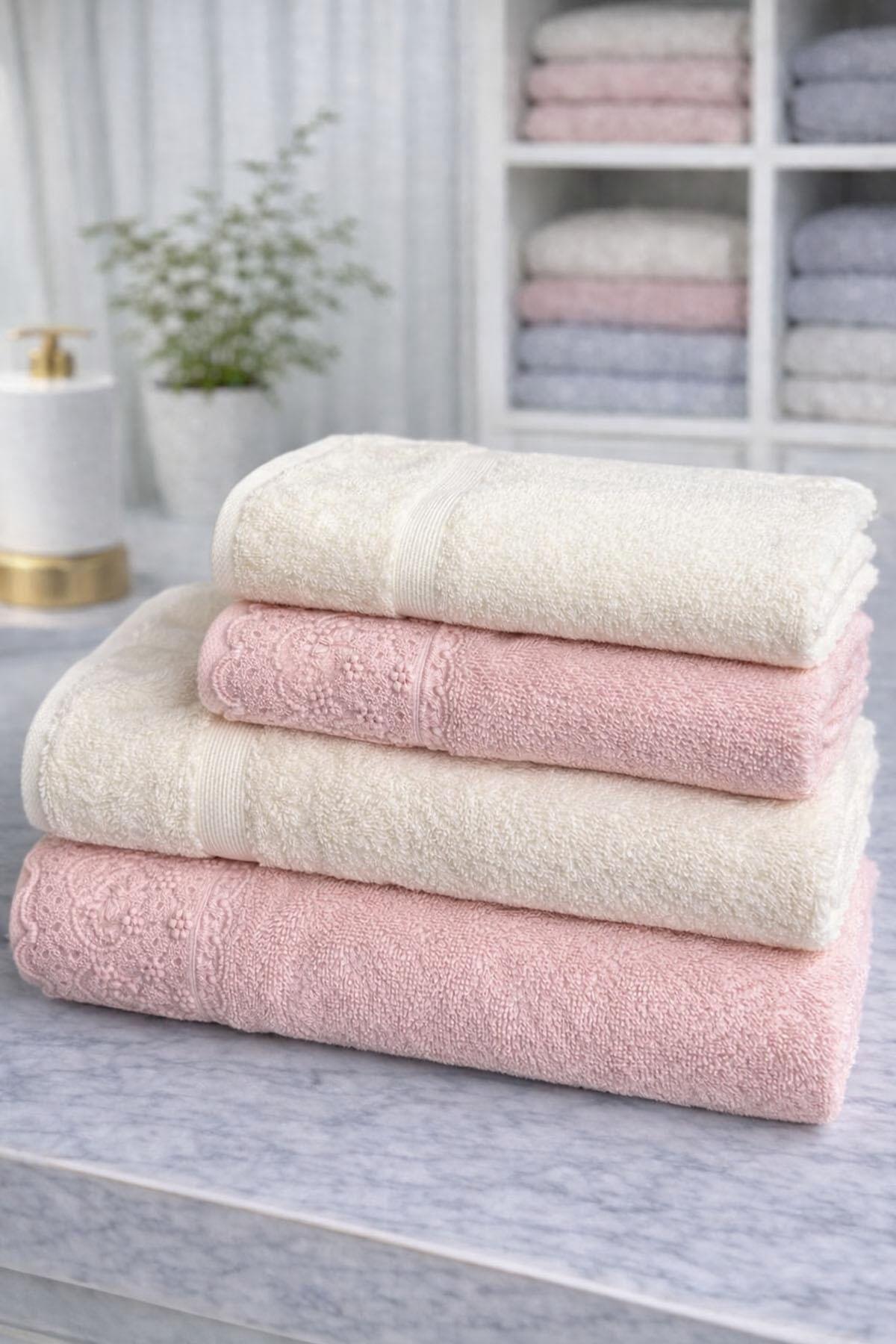 Özdilek Orkide Best Set (Hamam Takımı) Krem-Pudra