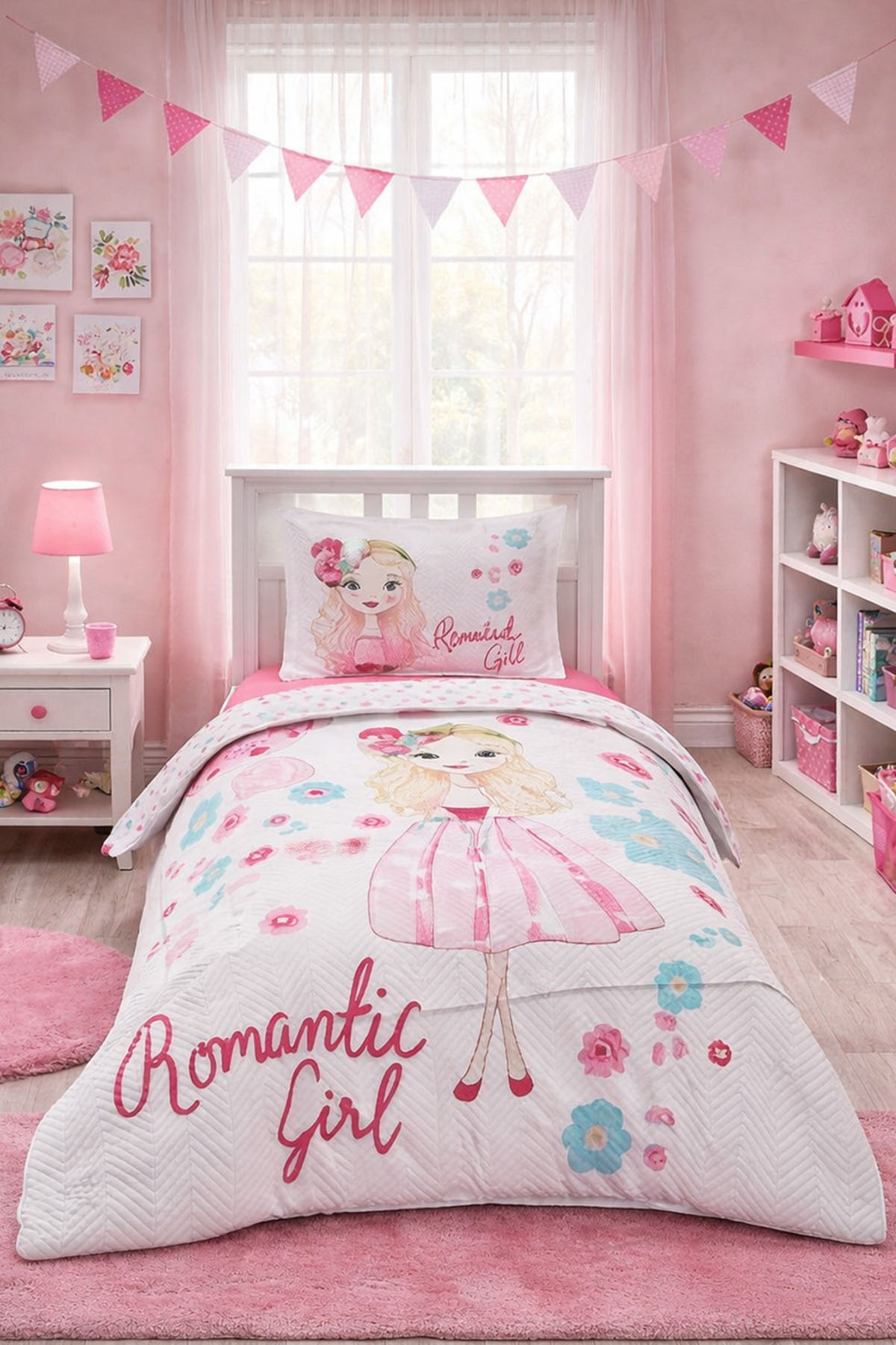 Özdilek Romantic Girl Kapitone Nevresim Takımı Tek Kişilik - Pembe