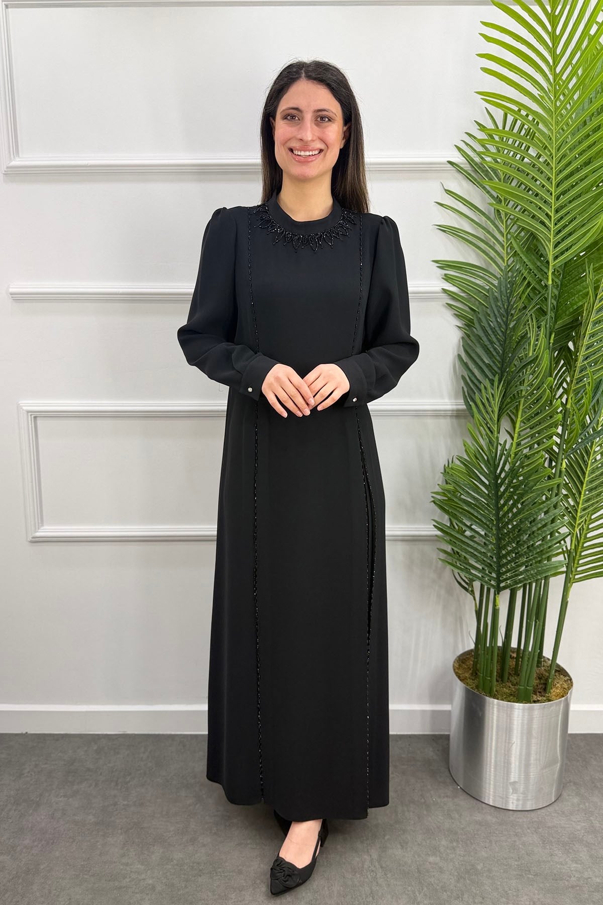 Yelda Tesettür Elbise - SİYAH