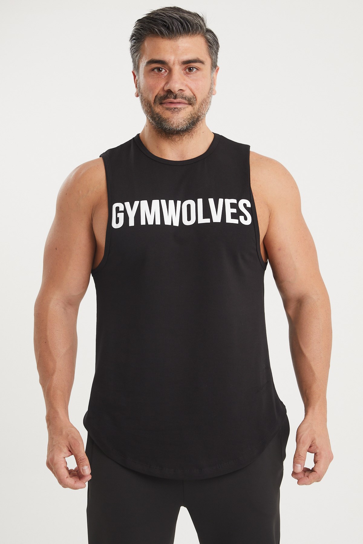 Gymwolves Siyah Erkek Kolsuz Tişört