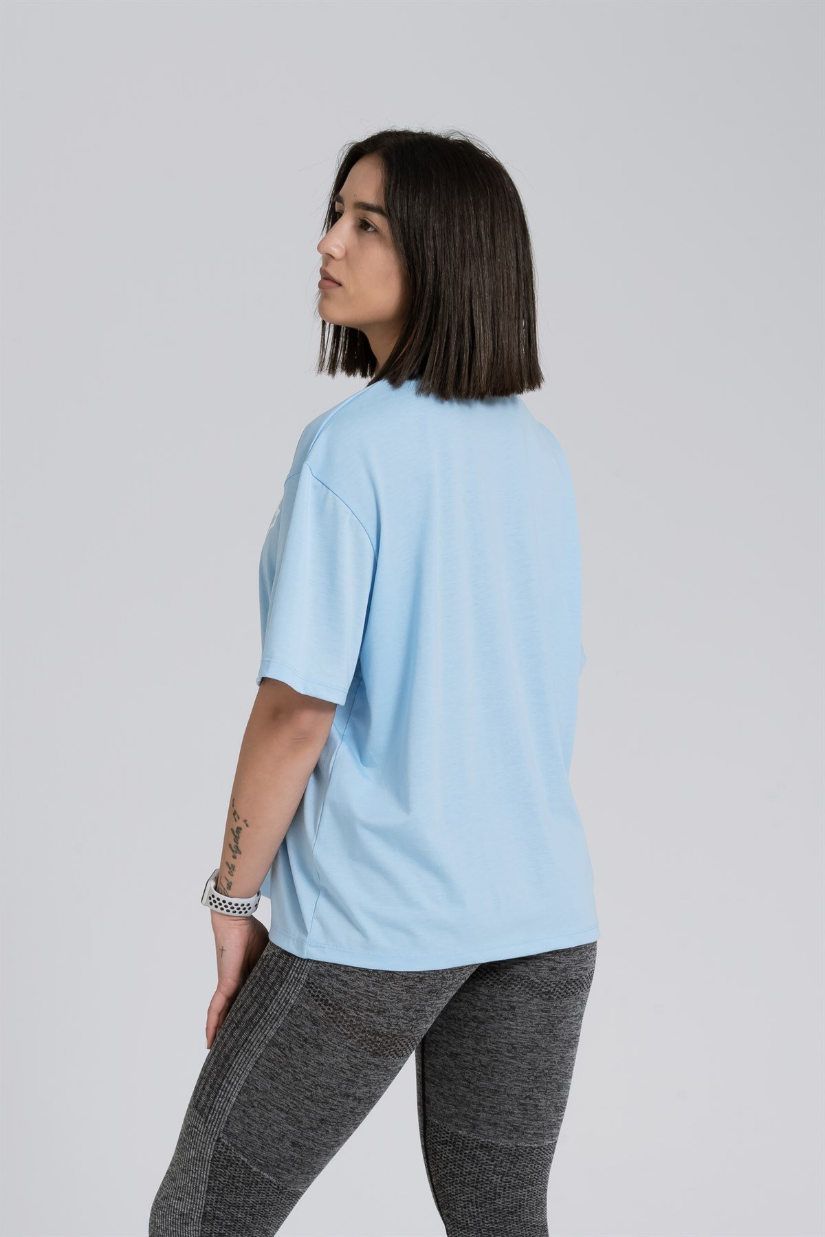 Gymwolves Cotton Serisi Açık Mavi Oversize Kadın Tişört