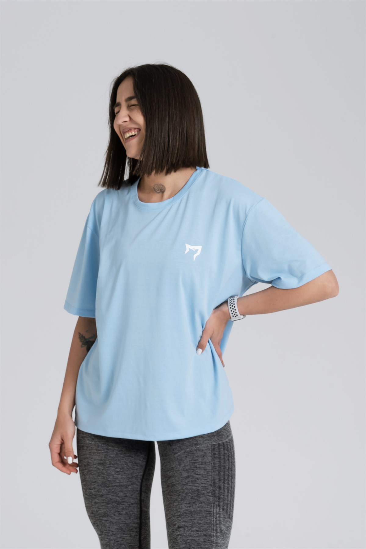 Gymwolves Cotton Serisi Açık Mavi Oversize Kadın Tişört