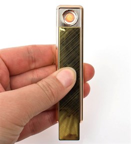 Mobgift Elektronik/Tungsten Tesla Çakmak Aşağı Kaydırmalı USB Şarjlı (Gold)