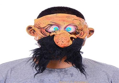 Siyah Kabasakallı Büyük Burun Pörtlek Gözlü Lateks Mağara Adamı Maskesi