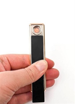 Mobgift Elektronik/Tungsten Tesla Çakmak Aşağı Kaydırmalı USB Şarjlı (Gold)