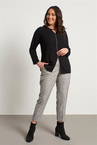 Myline-Cep Detaylı Slim Fit Klasik Pantolon-Büyük Beden Pantolon-56132