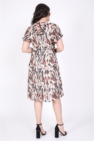 Myline-Arkası Çapraz Biyeli Şifon Elbise-Büyük Beden Günlük Elbiseler-45407