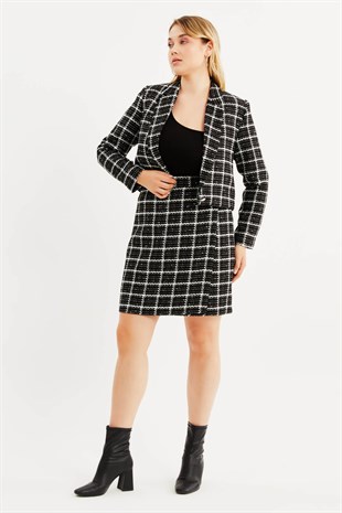 Myline-Astarlı Blazer Tüvit Ceket-Büyük Beden Ceket-87986
