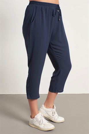 Myline-Beli Lastikli Yazlık Pantolon-Büyük Beden Pantolon-45694