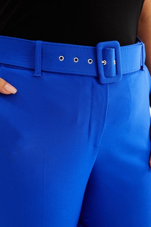 Myline-Cep Detaylı Kemerli Klasik Pantolon-Büyük Beden Pantolon-87848