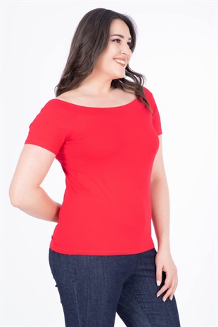 Myline-Karmen Yaka Kısa Kol Bluz-Bluz-34623