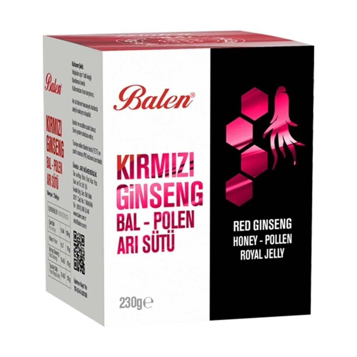 Balen Kırmızı Ginseng Bal Polen Arı Sütü Karışımı 230 gr