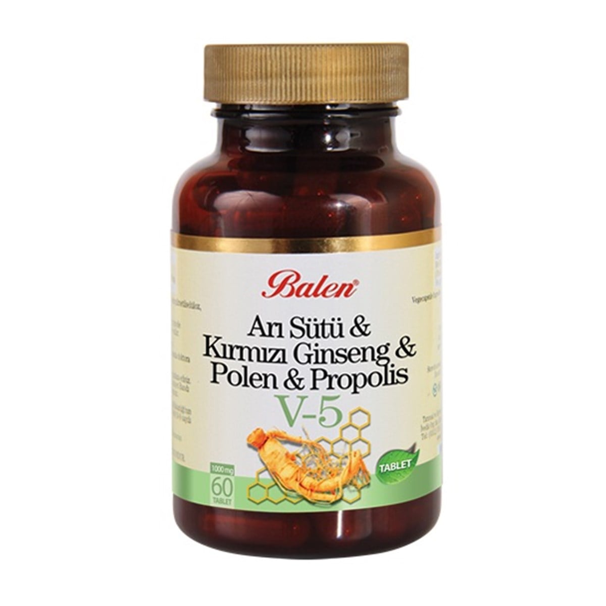 Balen V5 Arı Sütü Kırmızı Ginseng Polen Propolis Tablet 1015 mg 60 Tablet