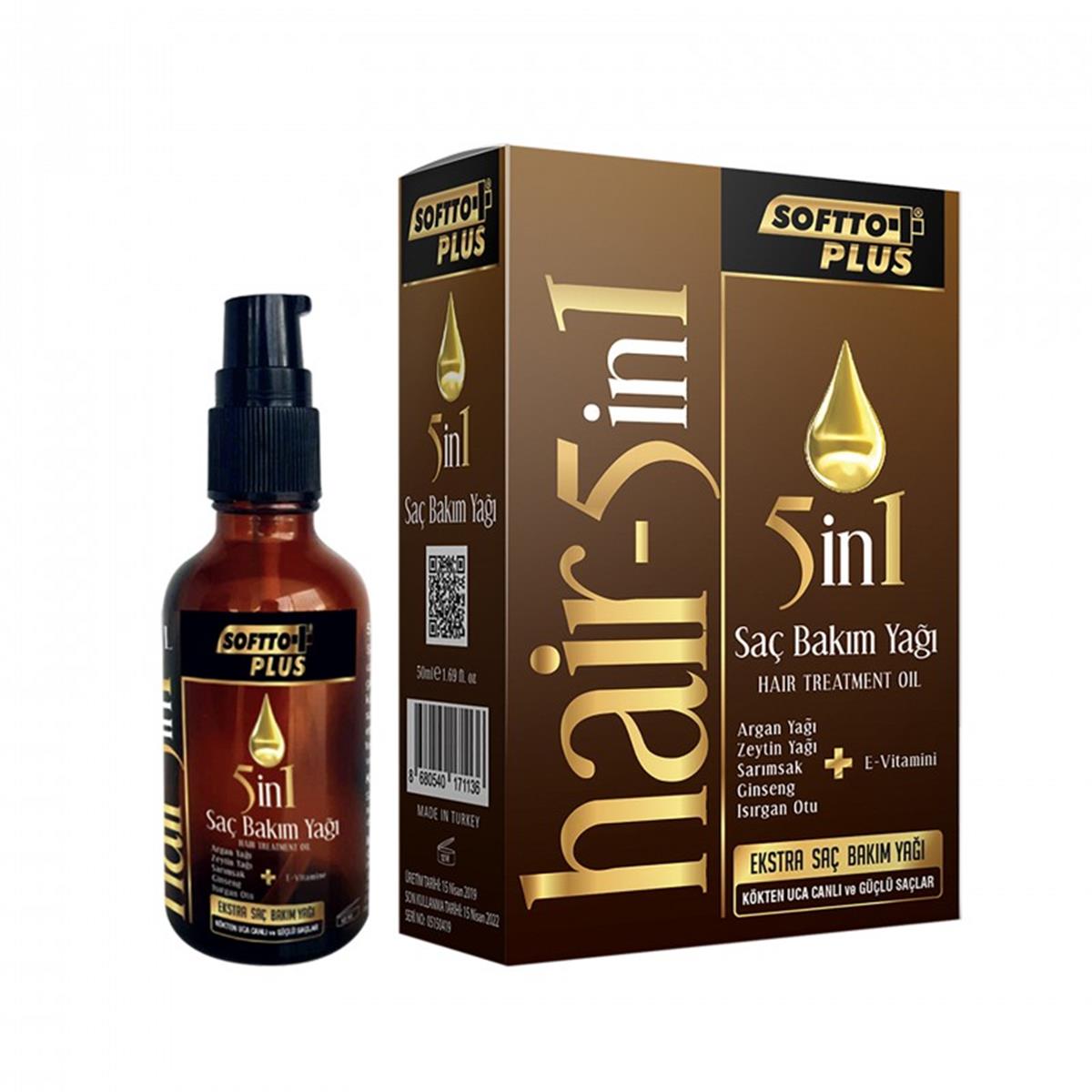 Softto Plus 5 in 1 Saç Bakım Yağı 50 ml