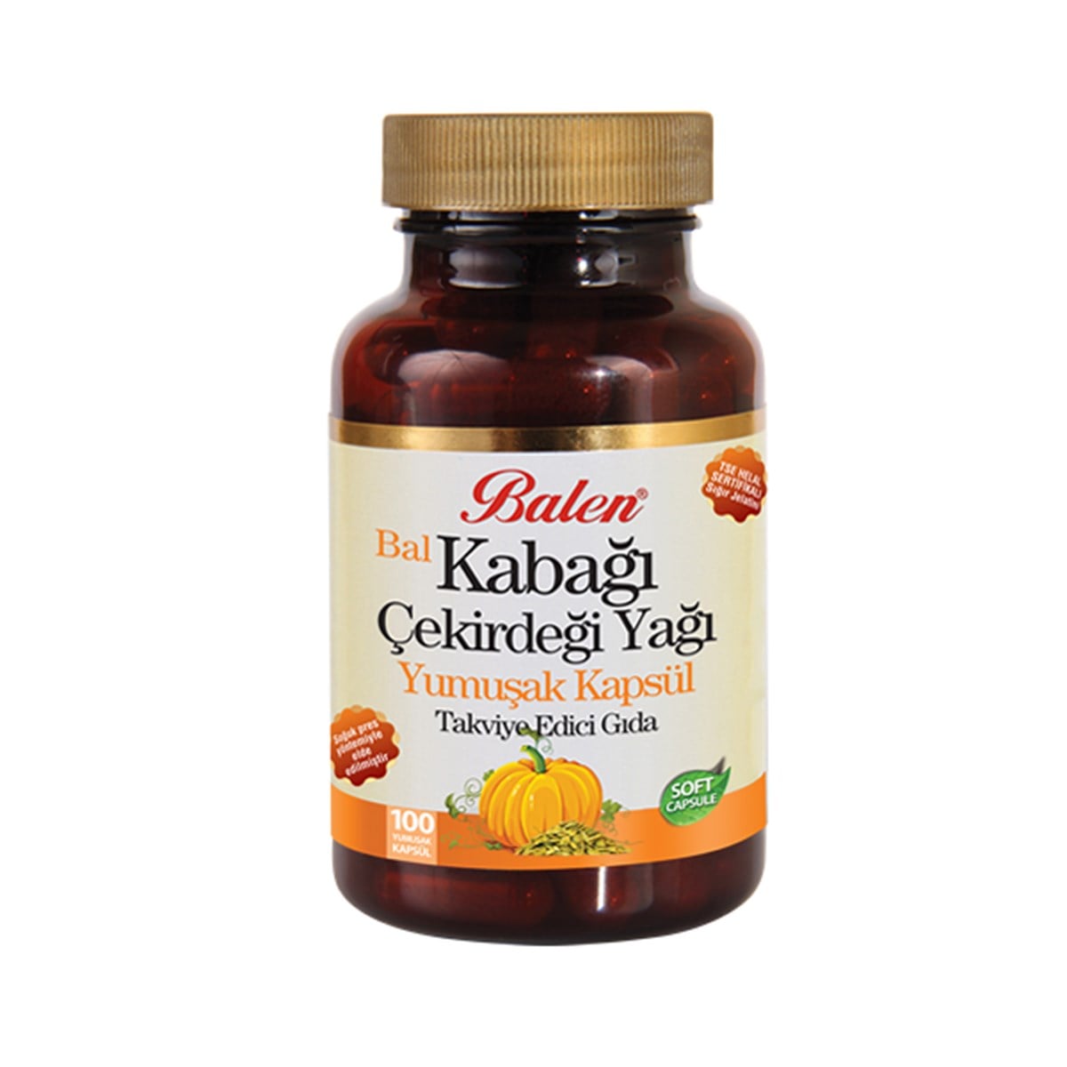 Balen Bal Kabağı Çekirdeği Yağı 1380 mg 100 Yumuşak Kapsül 
