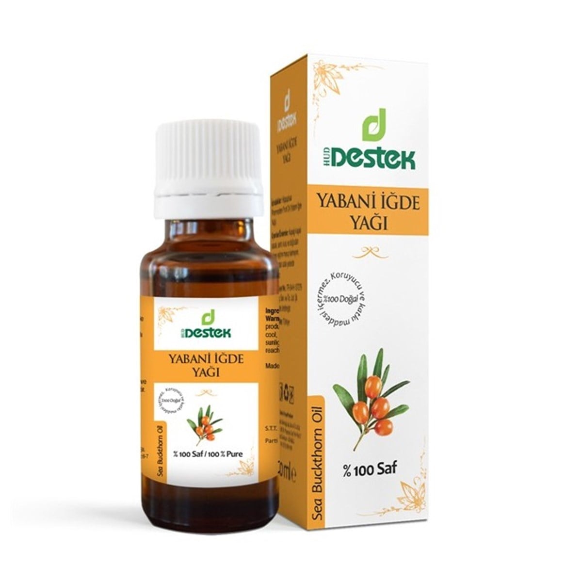 Destek %100 Saf Yabani İğde Yağı 20 ml (Sea Buckthorn Oil)