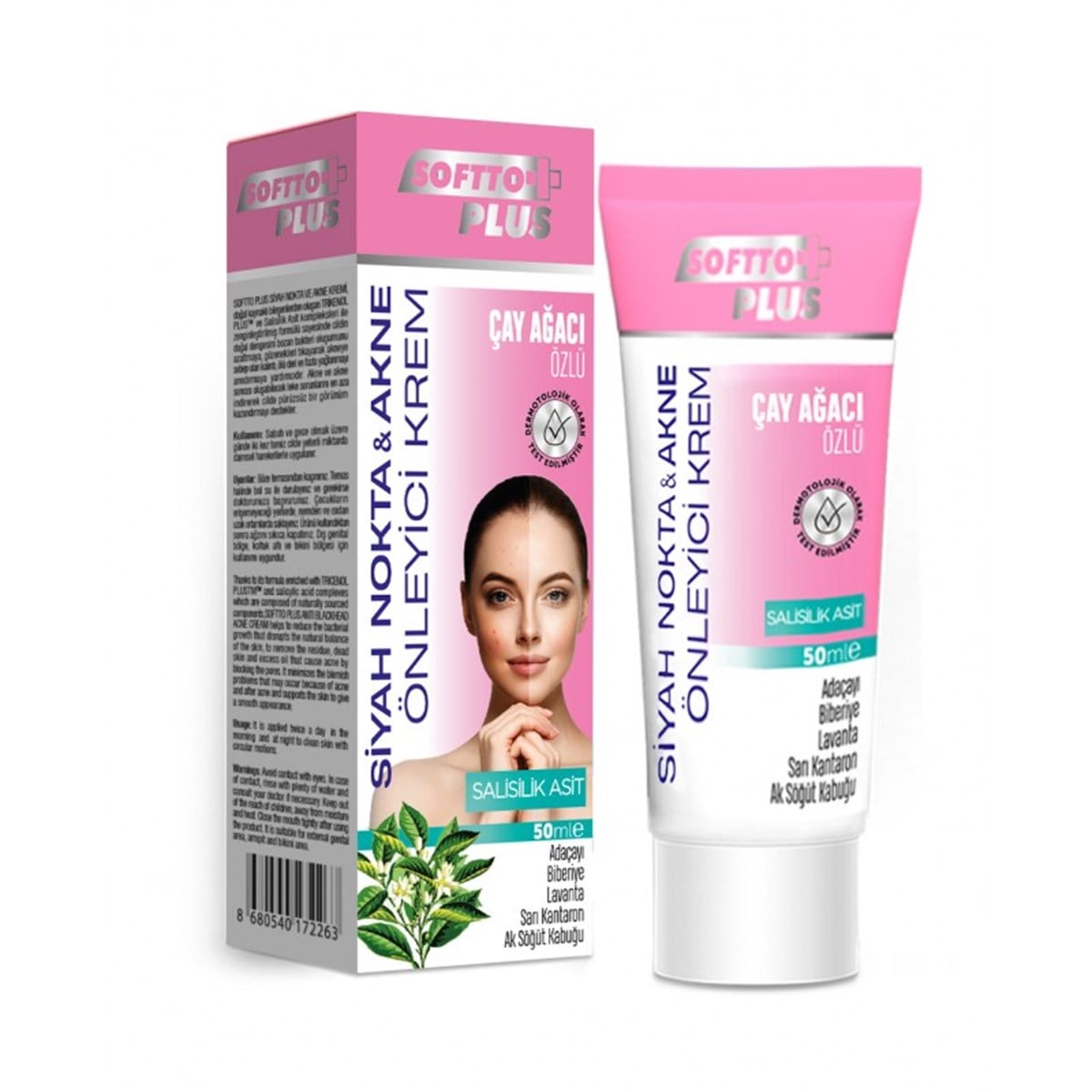 Softto Plus Çay Ağacı Özlü Akne ve Siyah Nokta Kremi 50 ml