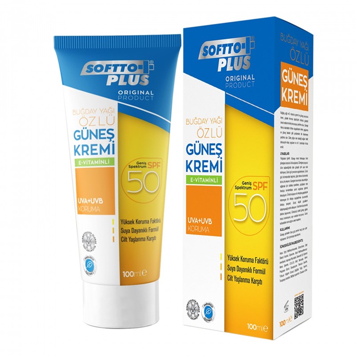 Softto Plus Spf 50+ Güneş Koruyucu E Vitaminli Uva + Uvb Krem 100 ml