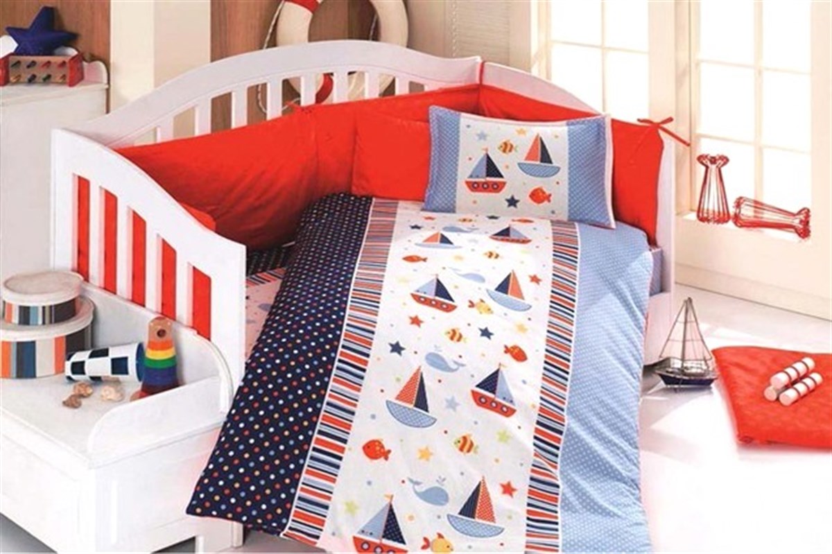 Ak Home gemi ve balıklı  Bebek uyku seti