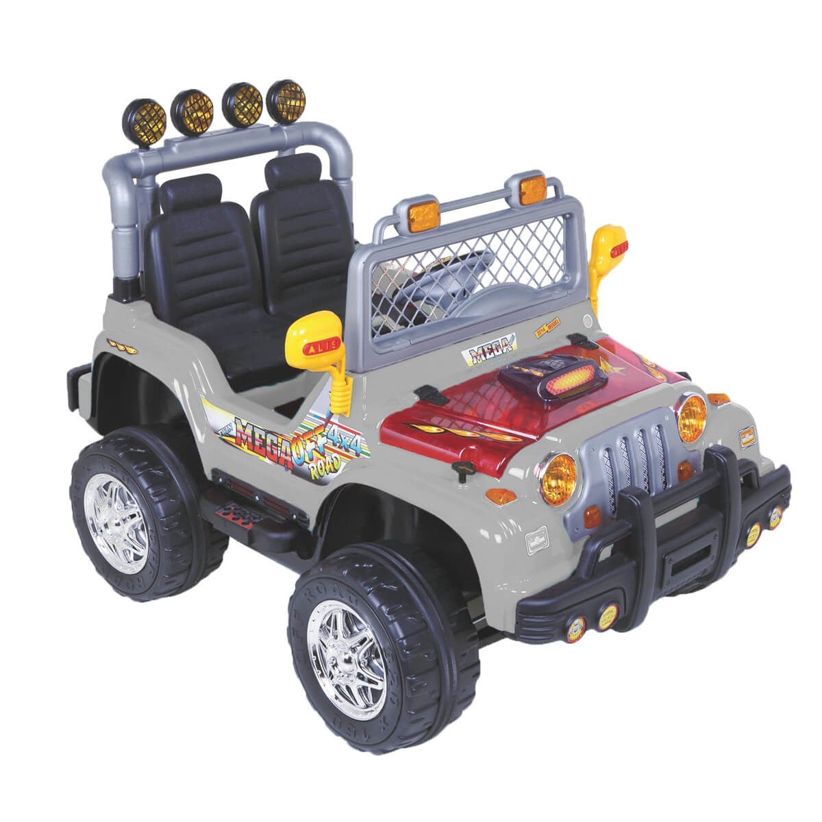 Aliş Mega Uzaktan Kumandalı Çift Kişilik Akülü Jeep 12 Volt Gri
