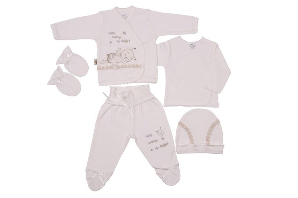 ARI NAKIŞLI GOLD 5 Lİ ZIBIN SET BEYAZ