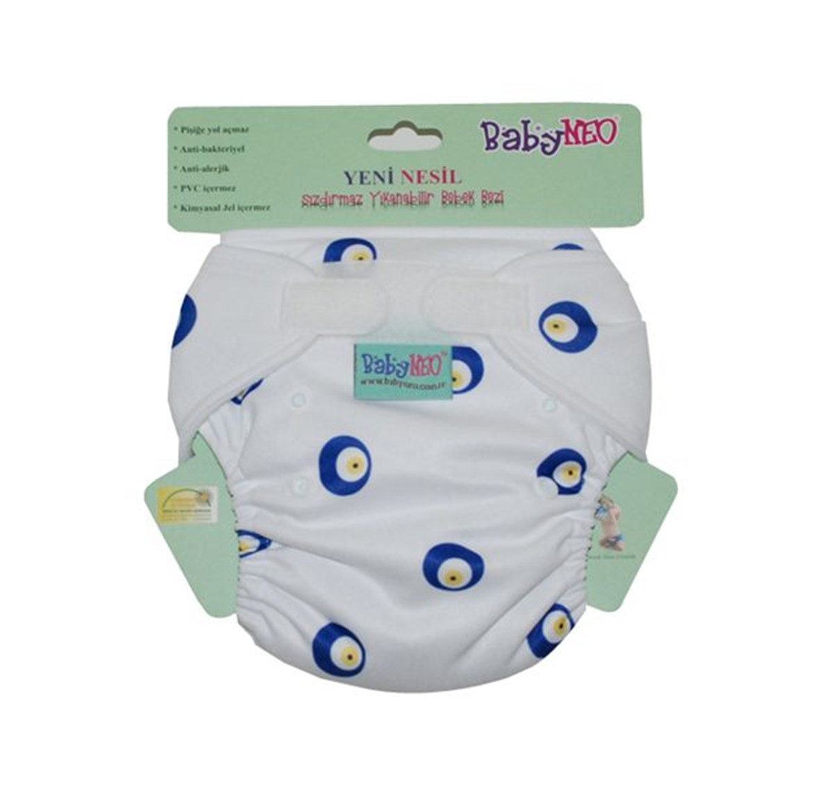 Baby NEO Yıkanabilir Bebek Bezi Nazar Boncuğu  1 Beden 3,5 -10