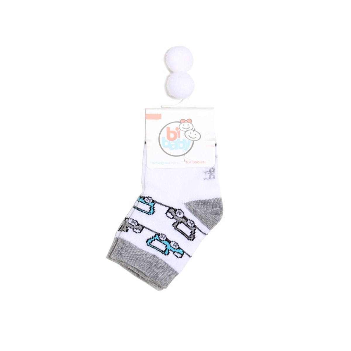 Bibaby Antika Arabalar Bebe Çorabı Gri 0-6