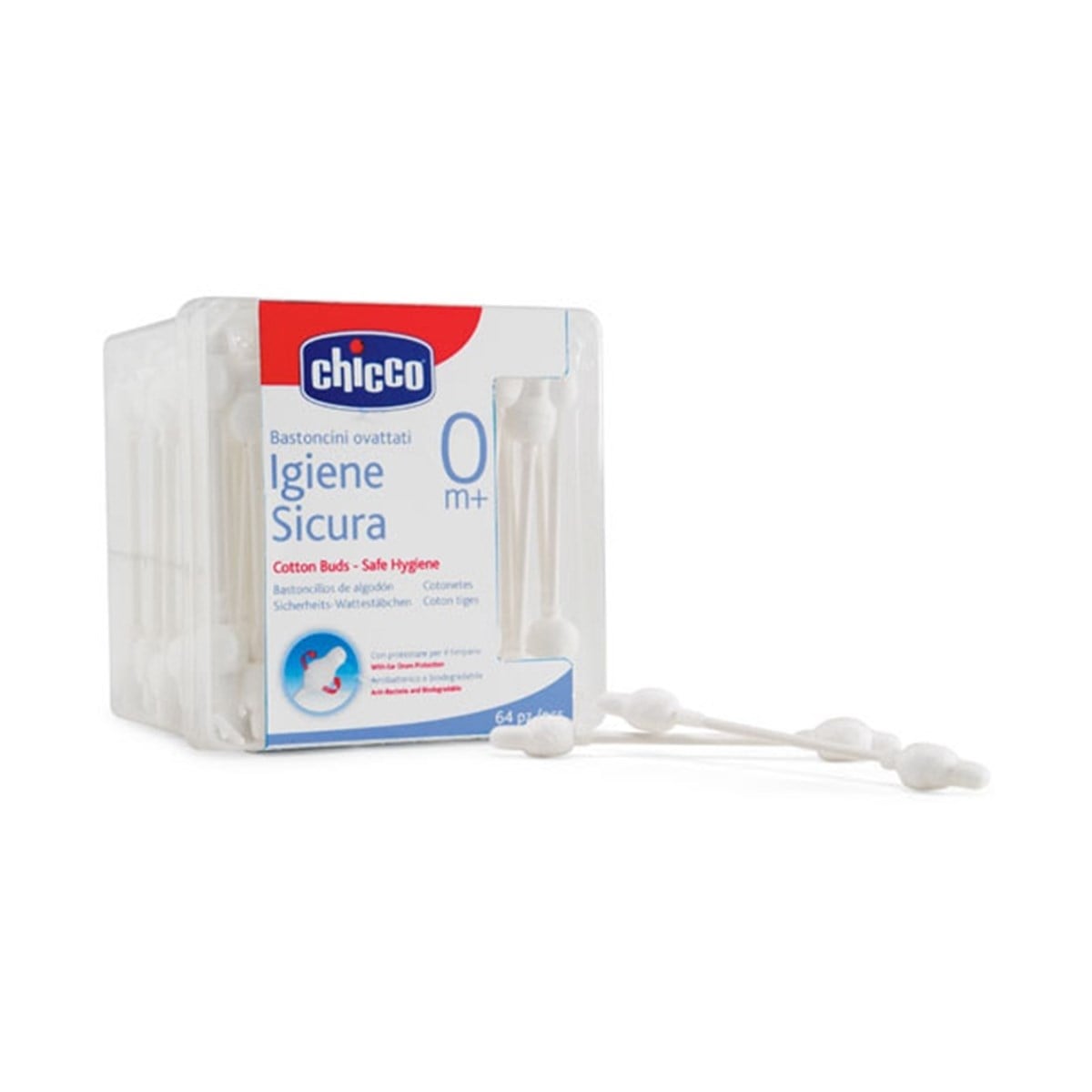 Chicco Emniyetli Kulak Temizleme Çubuğu 64`lü Beyaz