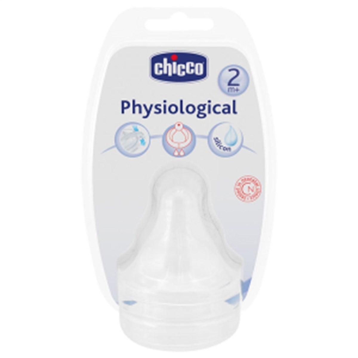 Chicco Fizyolojik Silikon Biberon Emziği Orta Akış 1 Delikli 2 Ay + Biberon Emziği