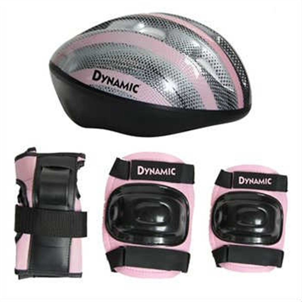 Dynamic Koruyucu Kask Dizlik Dirseklik 4'lü Set Pembe