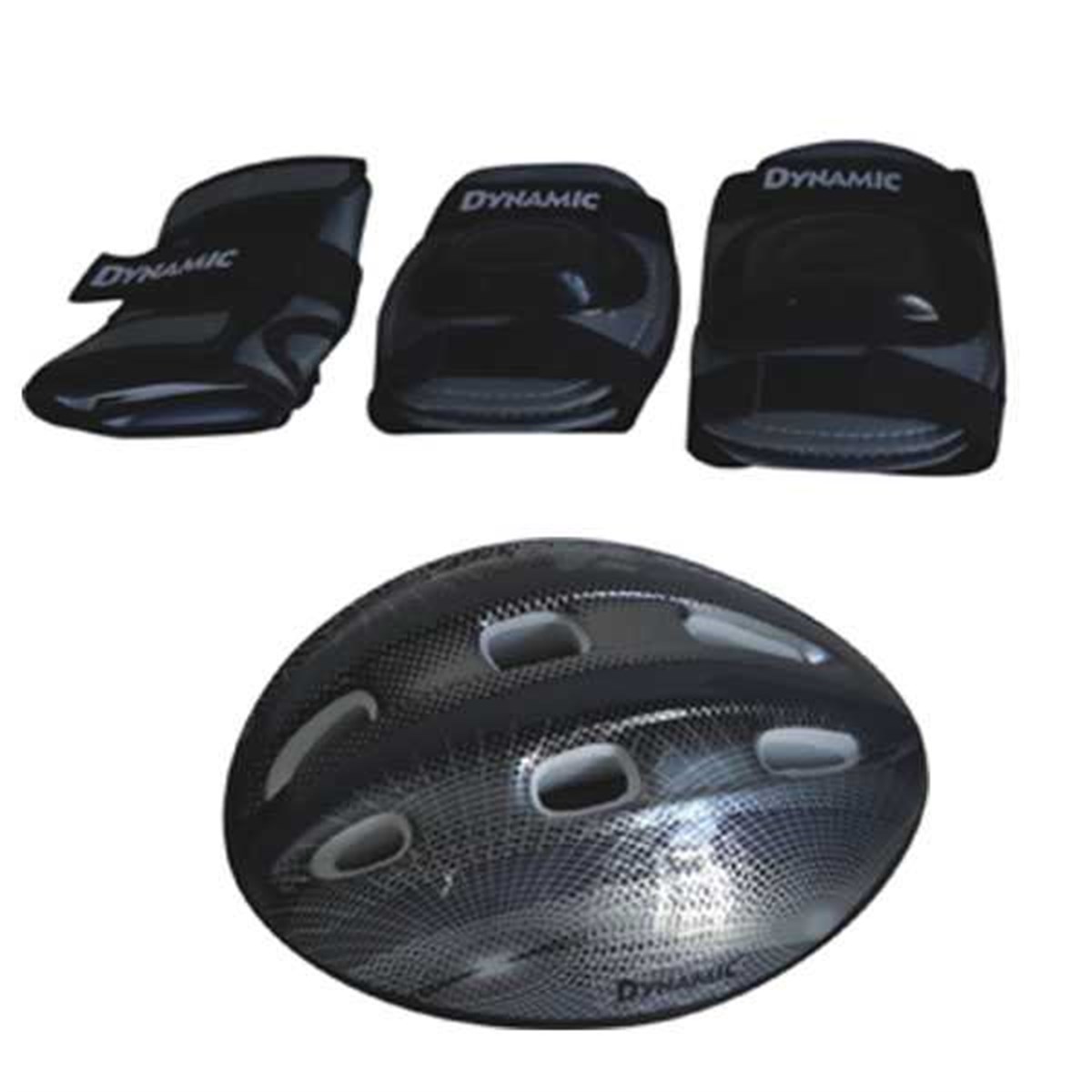 Dynamic Koruyucu Kask Dizlik Dirseklik 4'lü Set Siyah