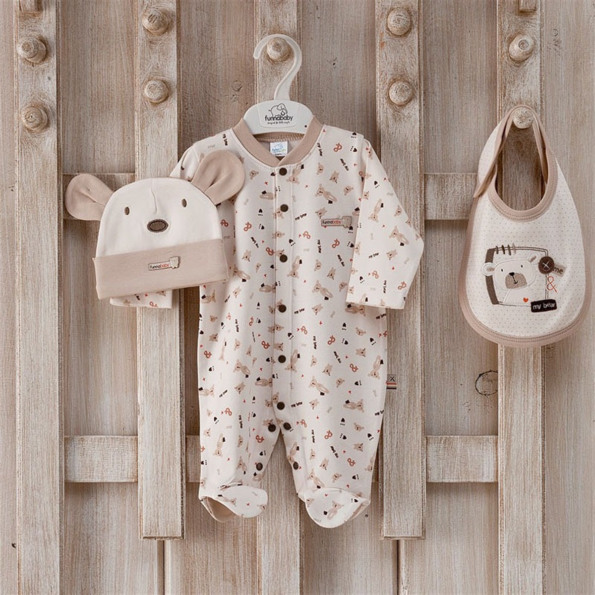 Funnababy My Bear Tulum Şapka Önlük Ekru
