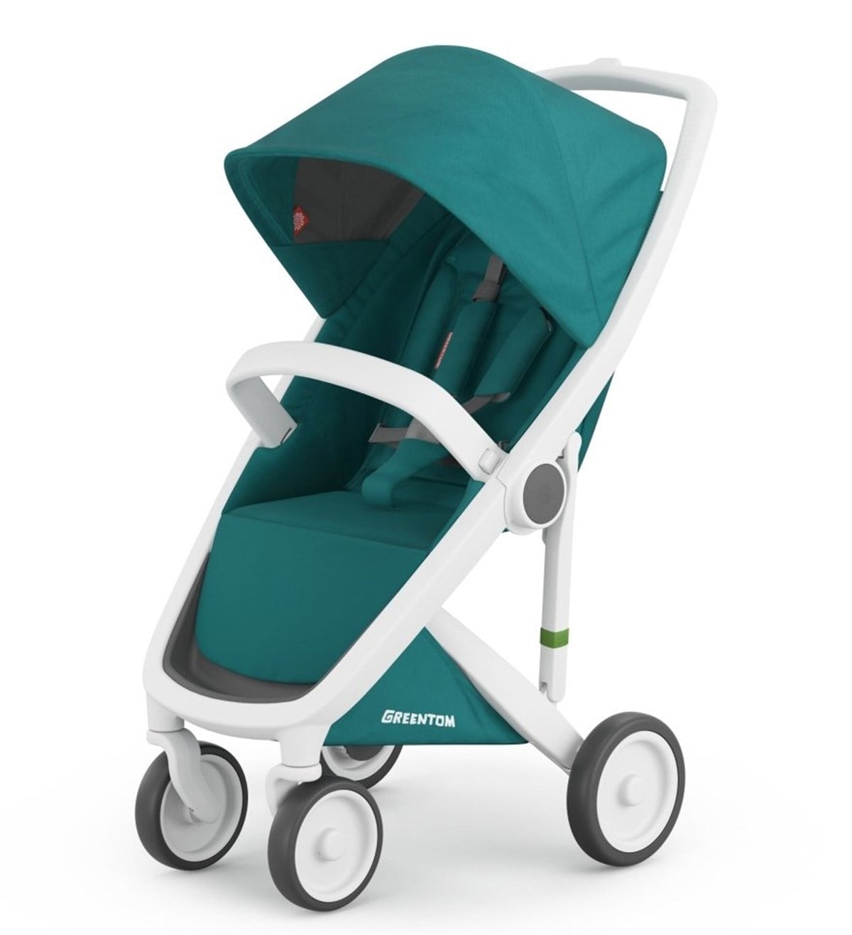 Greentom Classic Bebek Arabası Beyaz Kasa Petrol Mavi Kumaş Seti