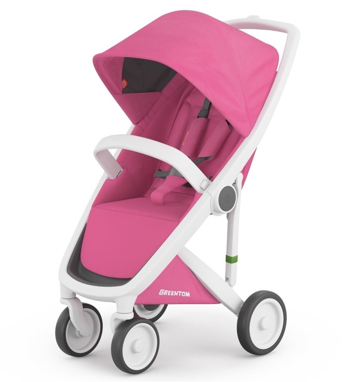 Greentom Classic Bebek Arabası Beyaz Kasa Pembe Kumaş Seti