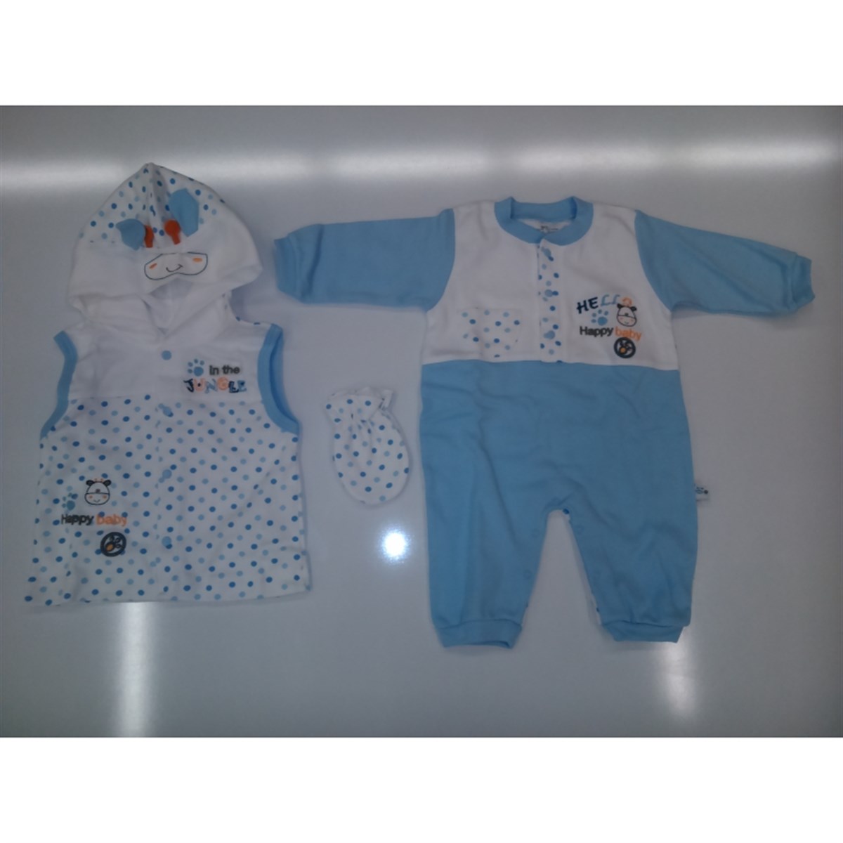 JUNGLE YELEKLİ 3 LÜ TULUM SET MAVİ 0-3 AY