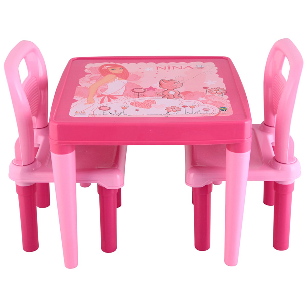 Pilsan Hobby Çalışma Masası ve 2 Sandalye Pembe