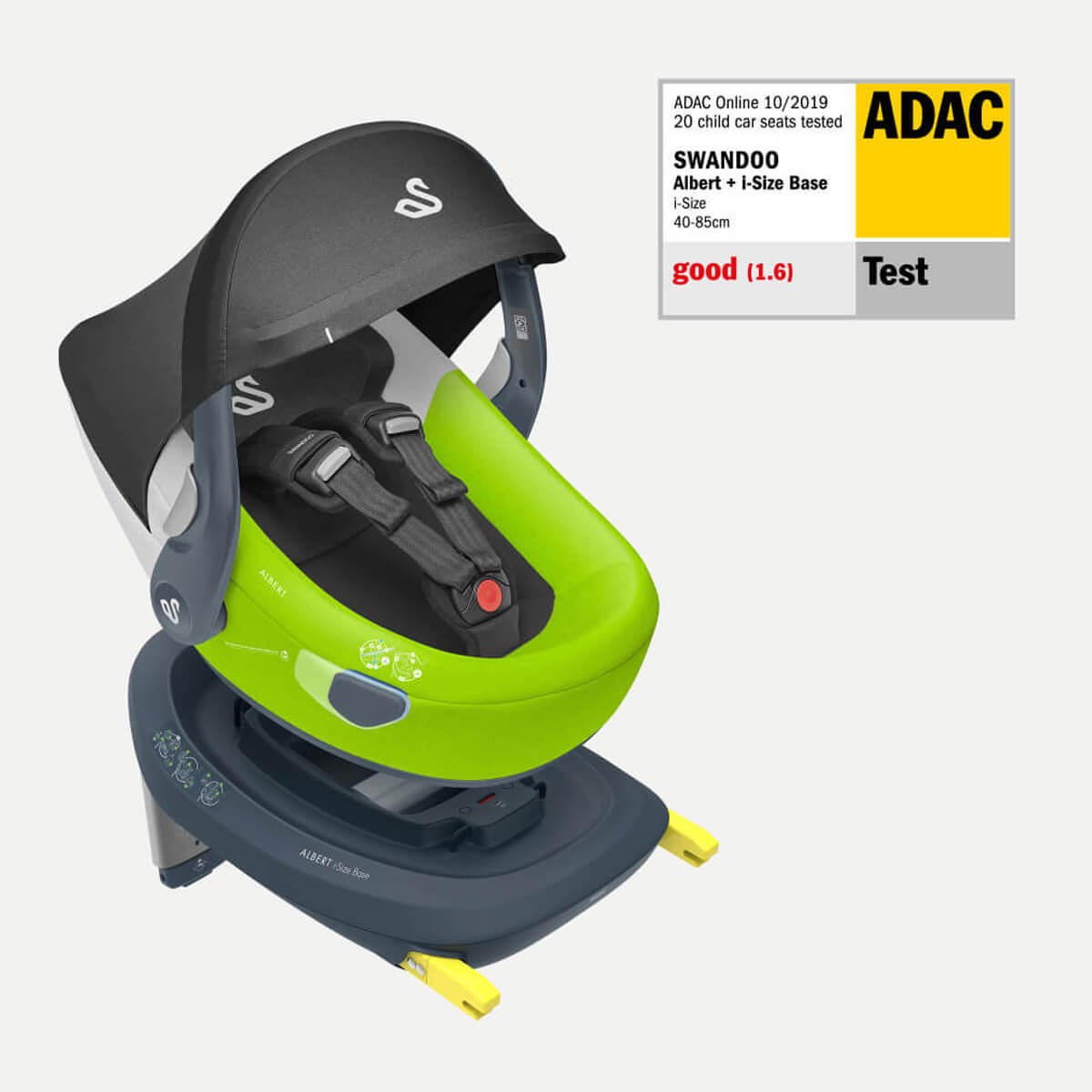 Swandoo Albert I-Size İsofix Bazalı 0-13 Kg Oto Koltuğu Anakucağı Yeşil Beyaz