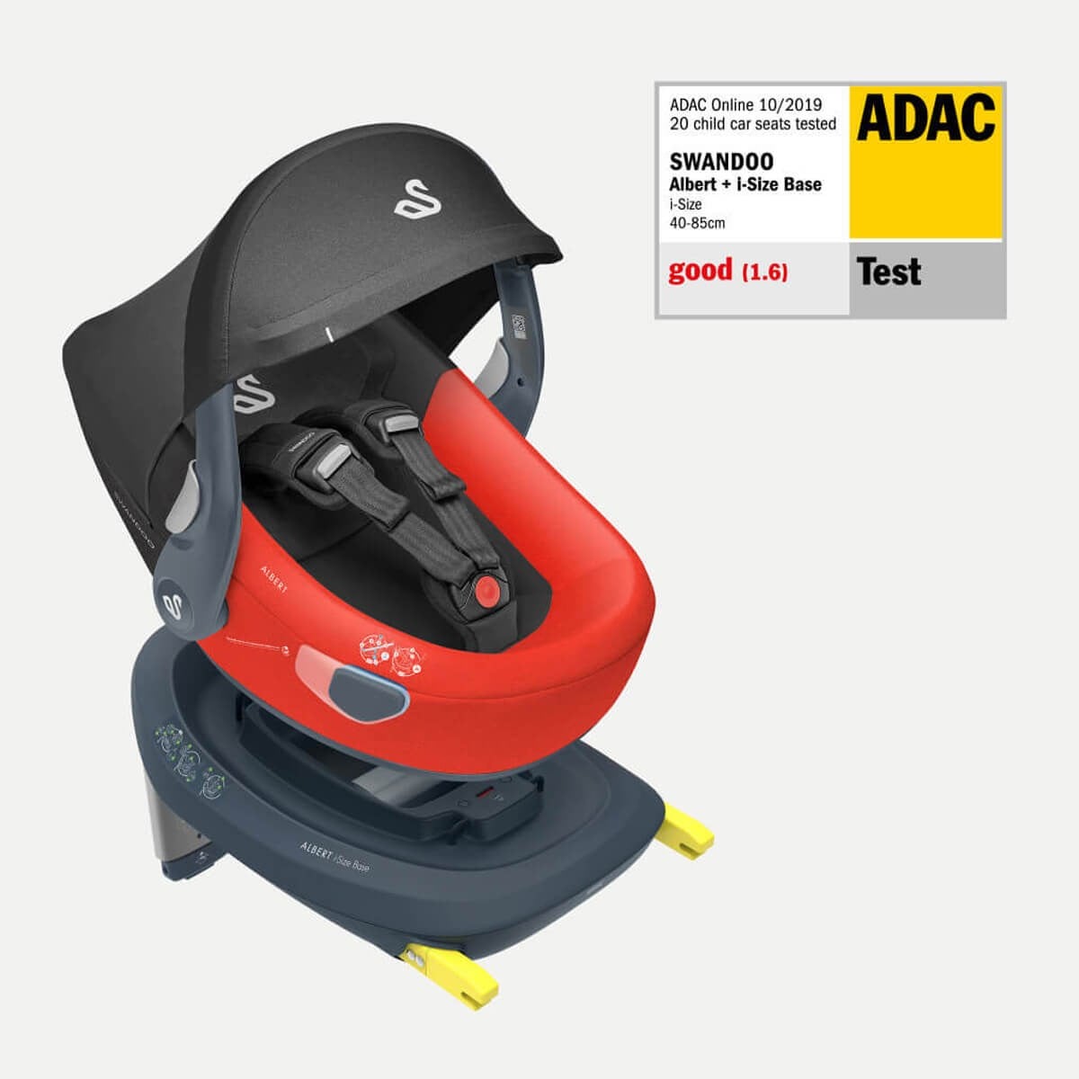 Swandoo Albert I-Size İsofix Bazalı 0-13 Kg Oto Koltuğu Anakucağı Kırmızı Siyah