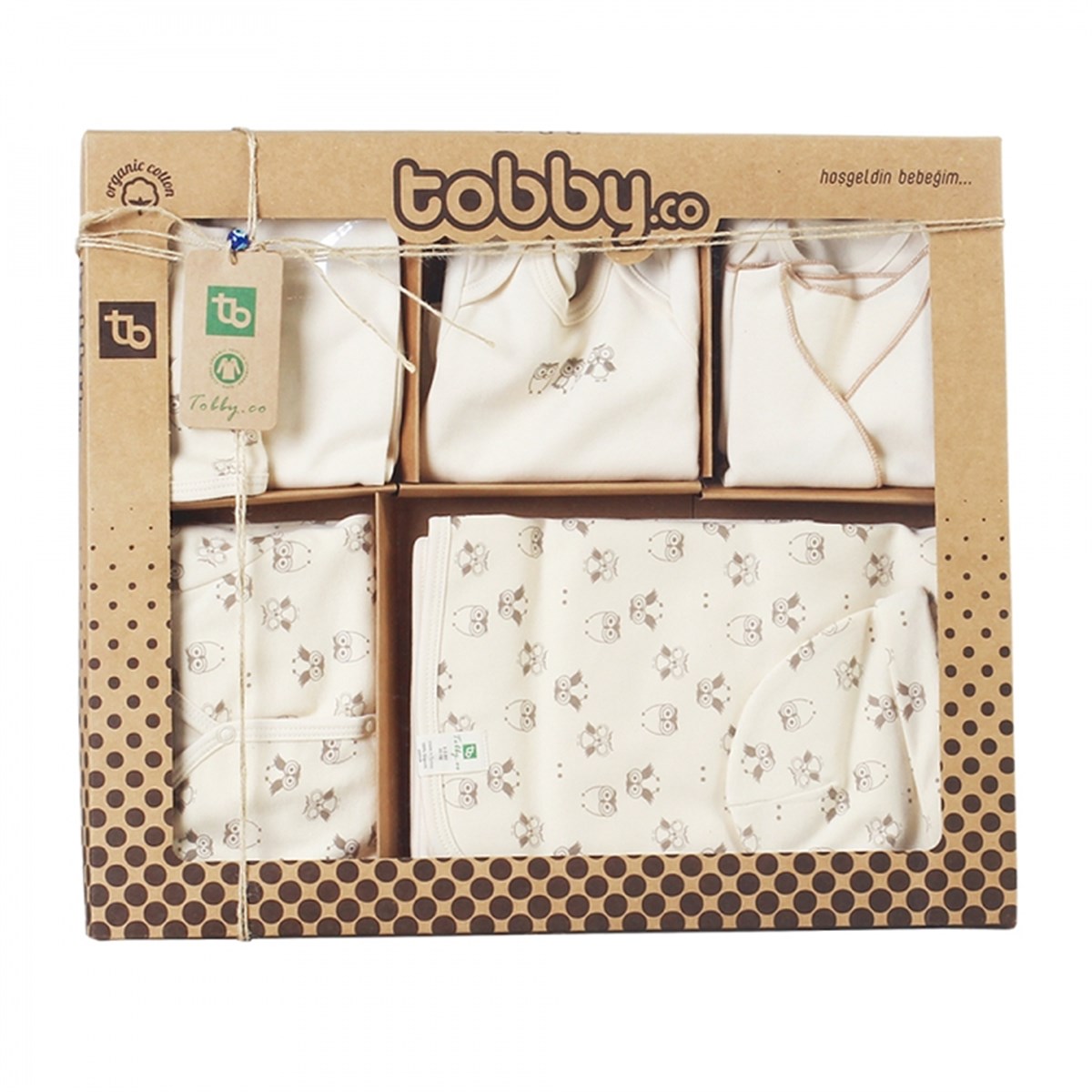Tobby.co Organik Baykuş Desenli Hastane Çıkışı 10 Parça