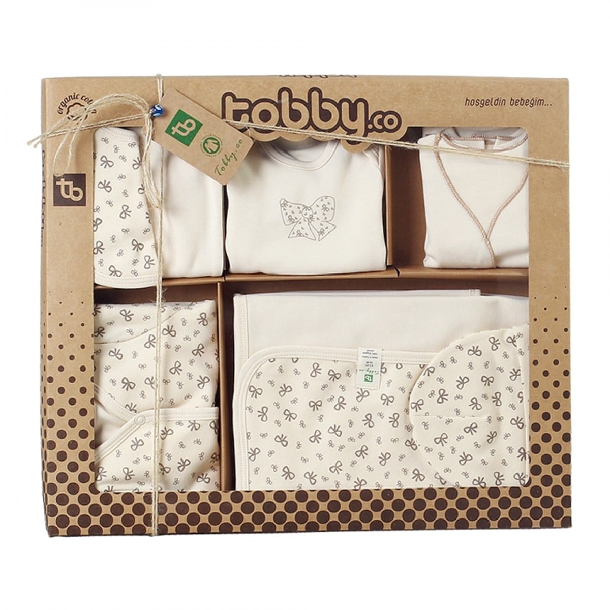 Tobby.co Organik Kurdela Desenli Hastane Çıkışı 10 Parça