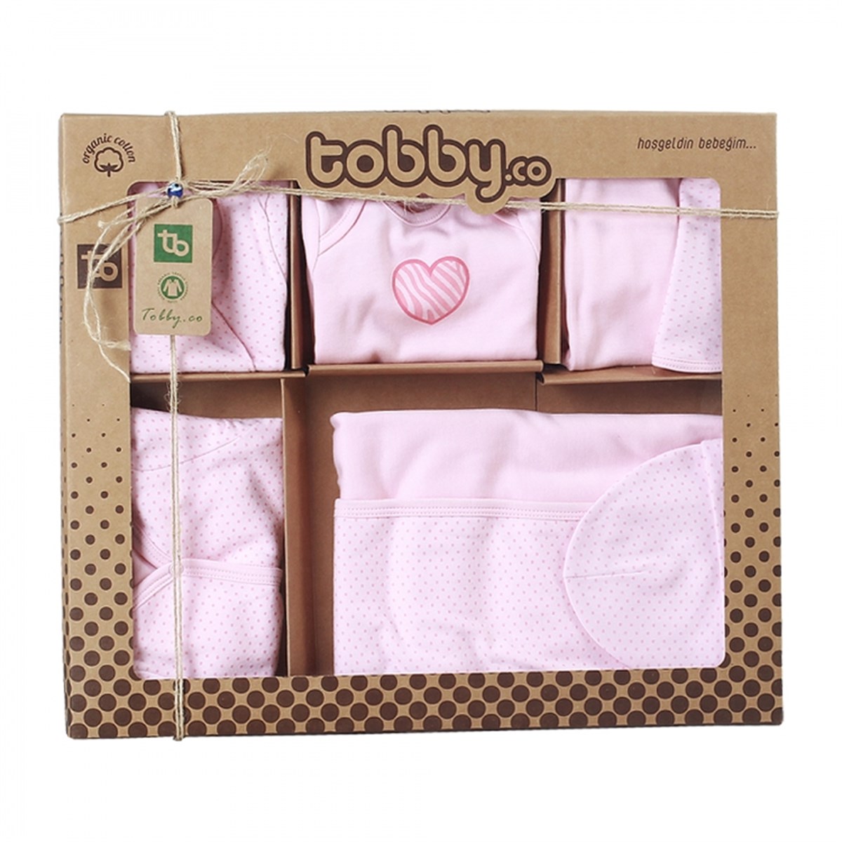 Tobby.co Organik Pembe Puanlı Hastane Çıkışı Seti 10 Parça