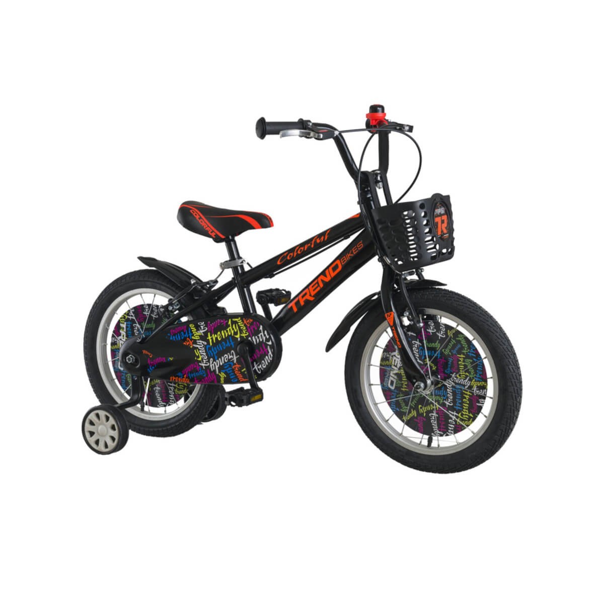 Trend Bikes Colorful 16 Jant 4-6 Yaş Çocuk Bisikleti Siyah-Neon Turuncu