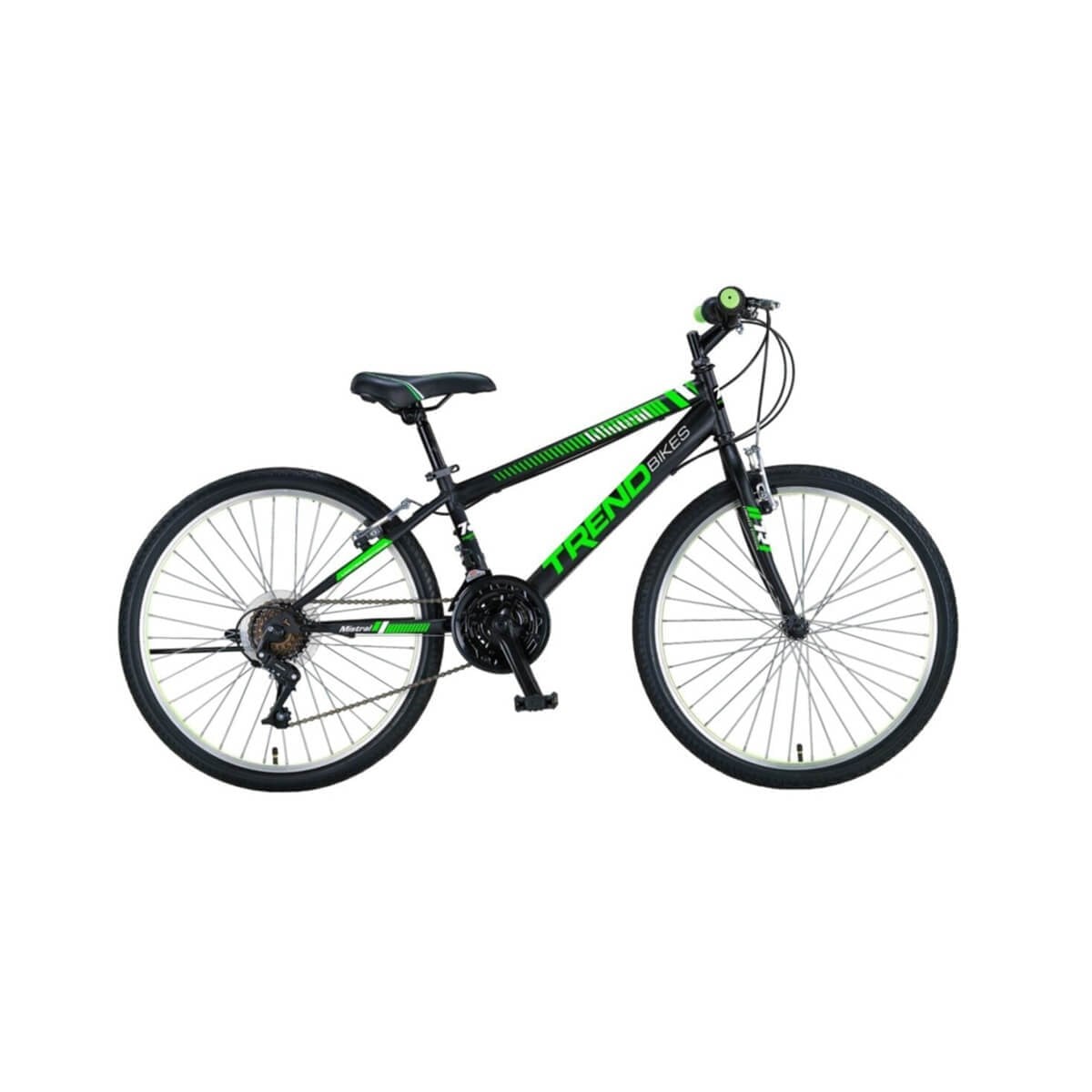 Trend Bikes Mistral 24 Jant 21 Vites Dağ Bisikleti Siyah - Neon Yeşil