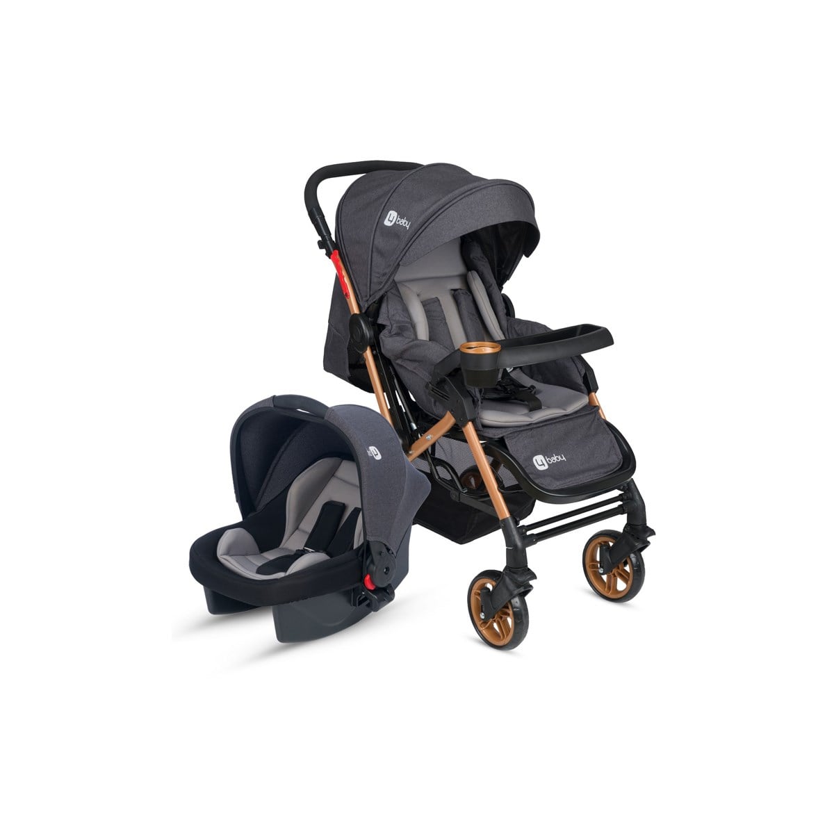 4 Baby Active Gold Travel Sistem Bebek Arabası Antrasit Gri