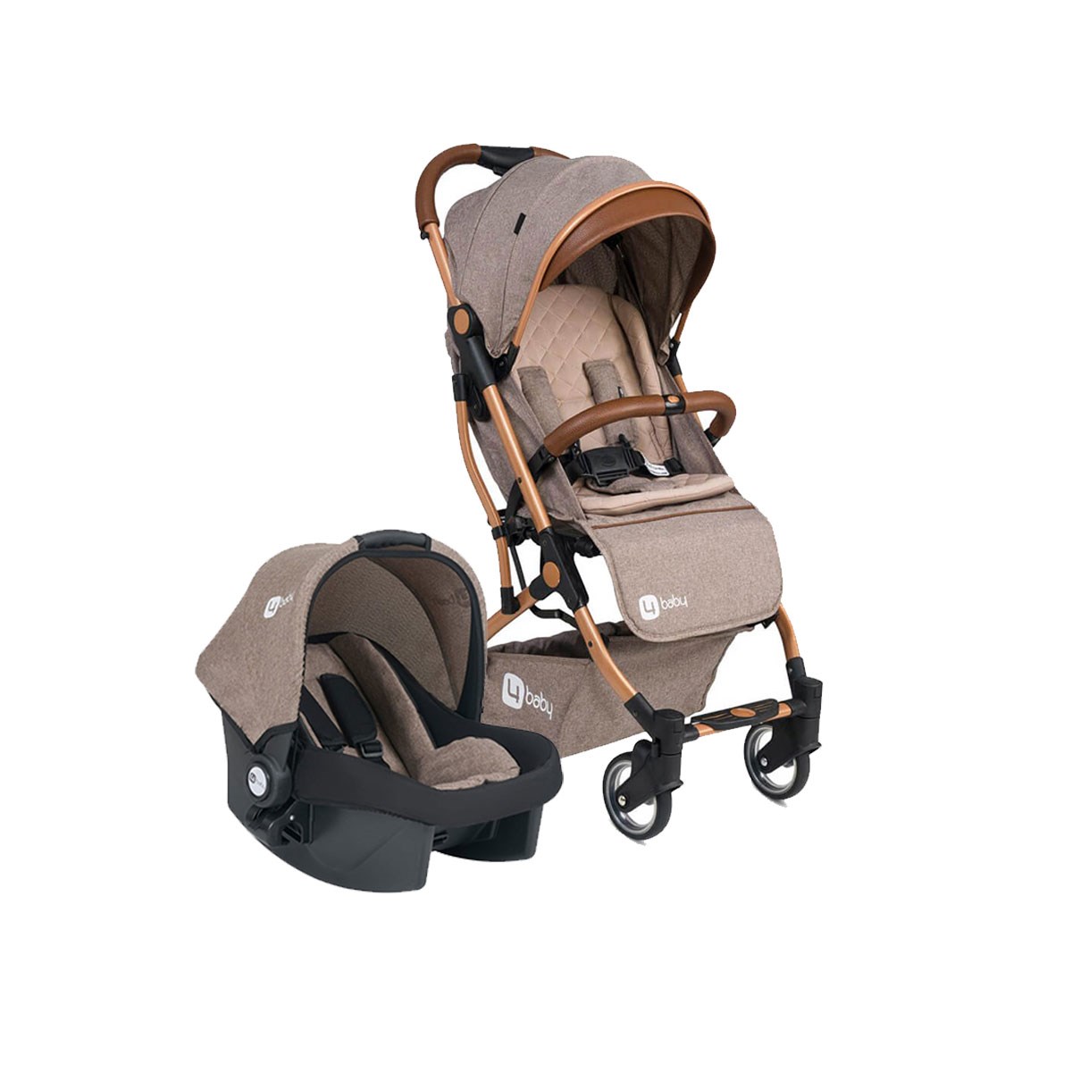 4 Baby Drone Kabin Boy Travel Bebek Arabası Gold Kahve